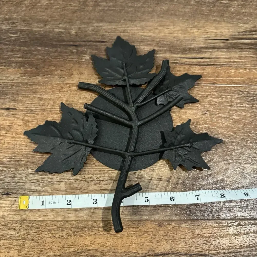 Longaberger Wrought Iron Maple Leaf Candle Stand Black Display Centerpiece READ